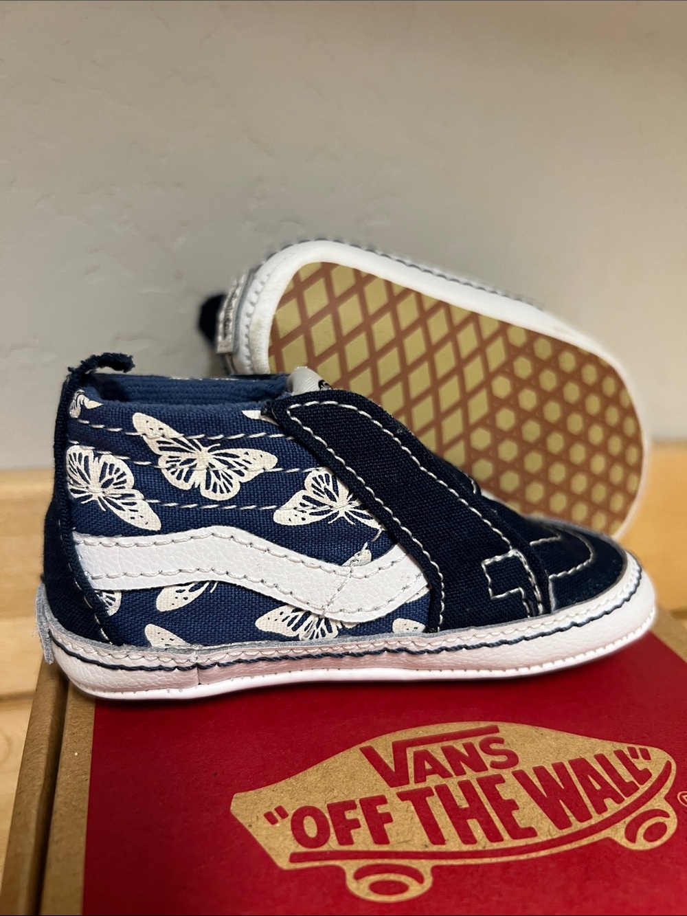 Vans Navy & White Butterfly Slip-On High-Top Baby Shoes